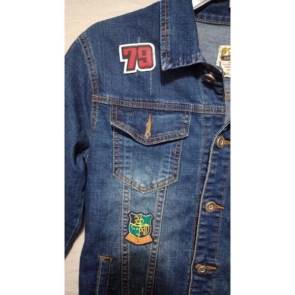 Jeans Fashion Embroidered Jean Jacket Button Up Mens Size M - Picture 3 of 7